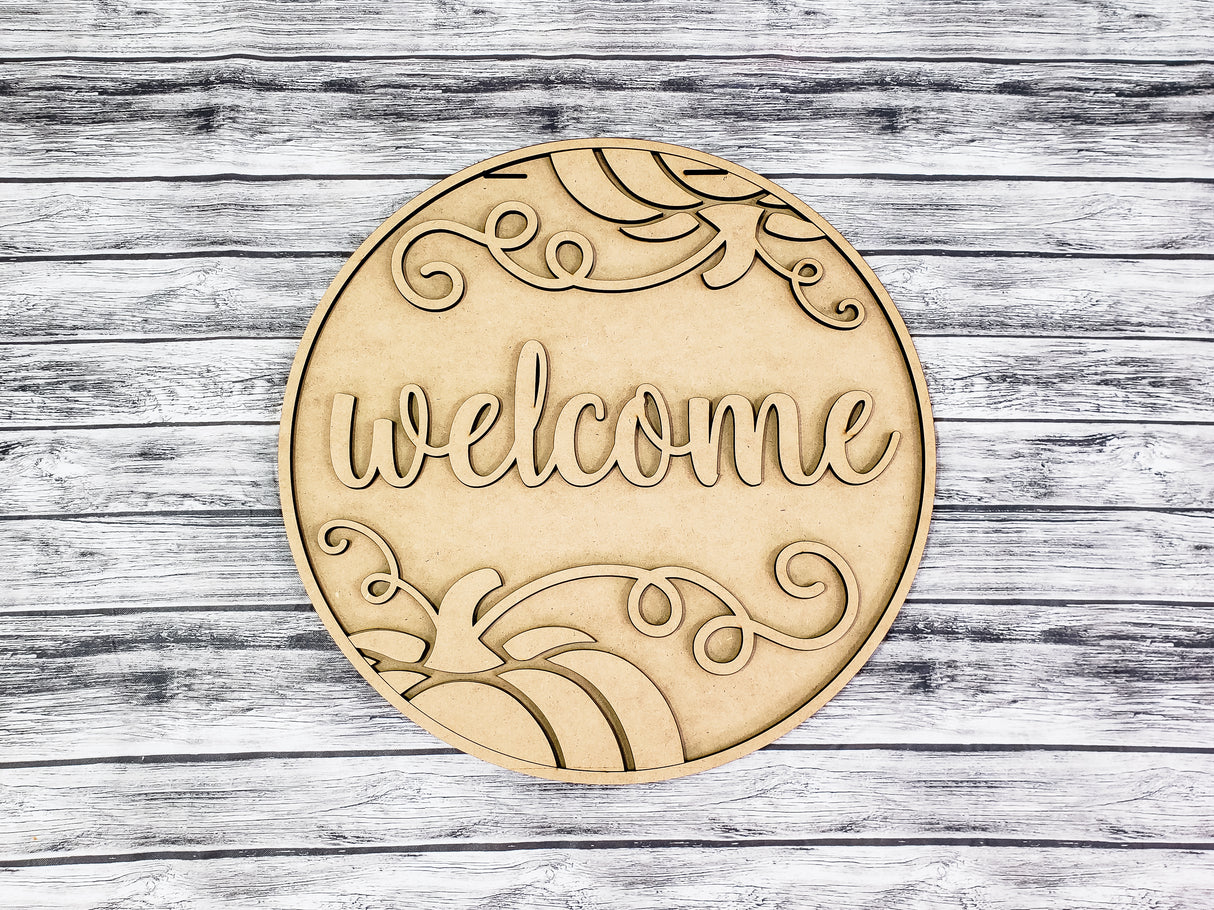 Welcome Pumpkin Flourish Door Hanger - LEVEL 1