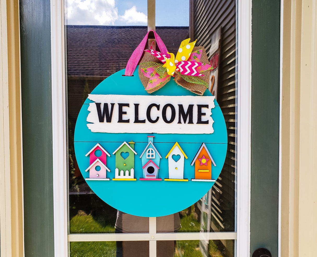 Finished - 3D Welcome Tiny Birdhouses Door Hanger