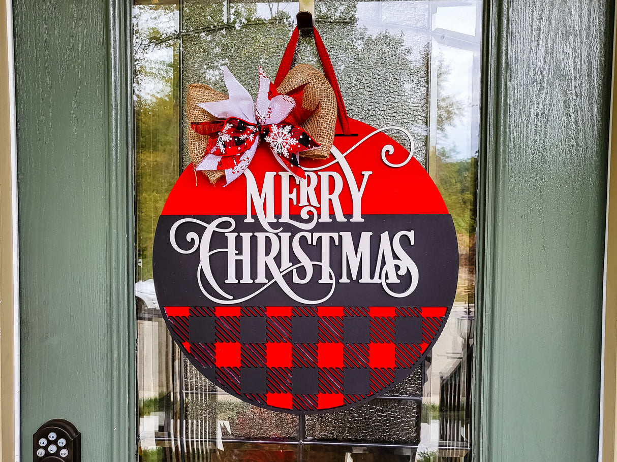 Merry Christmas Buffalo Plaid Door Hanger - LEVEL 1