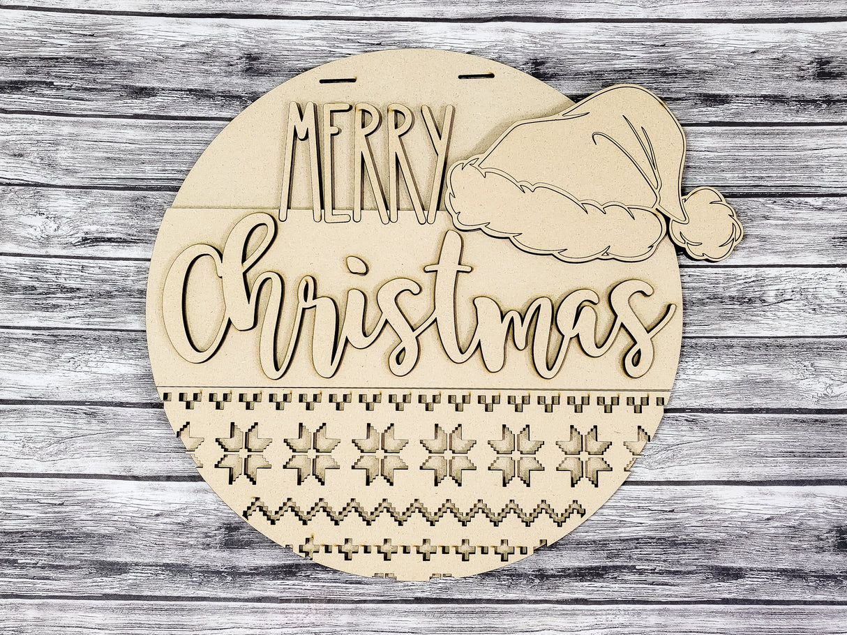 Merry Christmas Santa Hat and Sweater Door Hanger - LEVEL 1