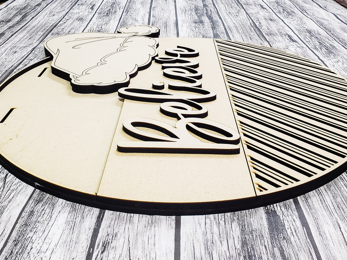 Believe Hat and Candy Cane Pattern Door Hanger - Lvl 1