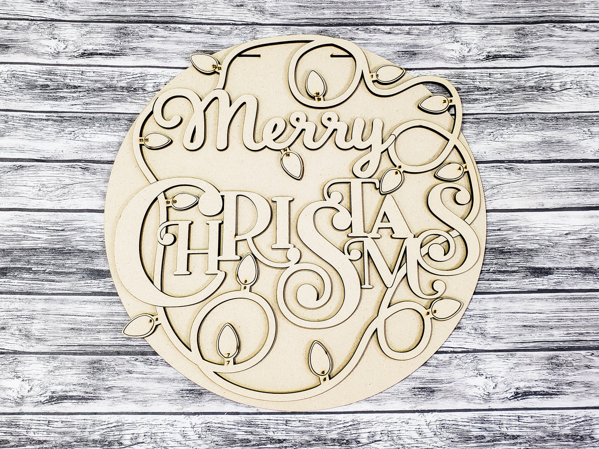 Merry Christmas Lights Door Hanger - LEVEL 2