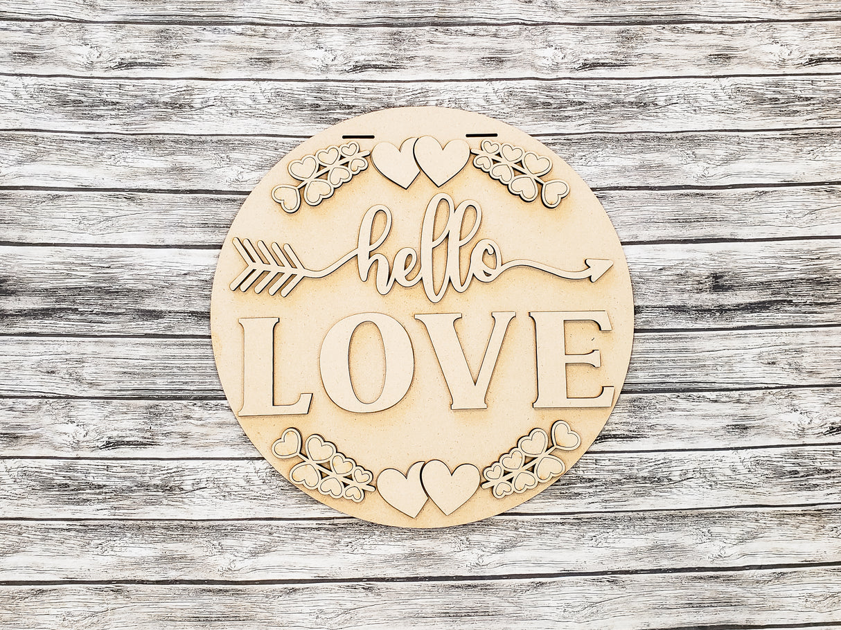 Hello Love Arrow Door Hanger - LEVEL 1
