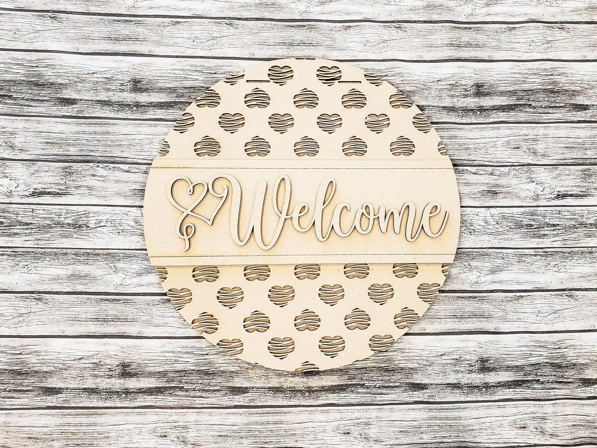 Welcome Scribble Heart Pattern Door Hanger - LEVEL 1