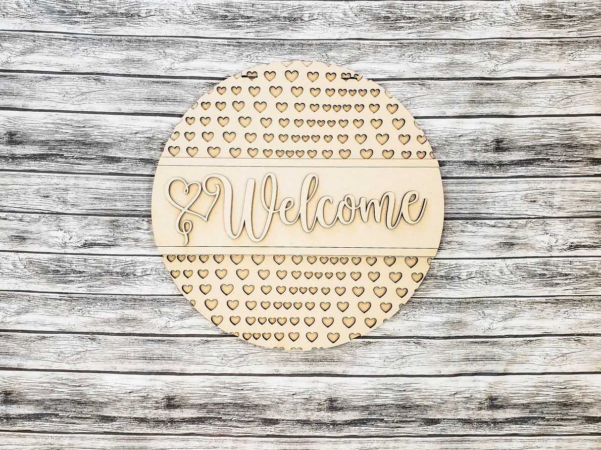 Welcome Small Heart Pattern Door Hanger - LEVEL 1