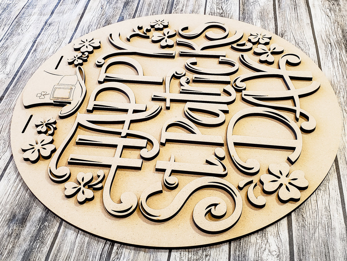 Happy St Patrick's Day Clover and Hat Door Hanger - Lvl 1