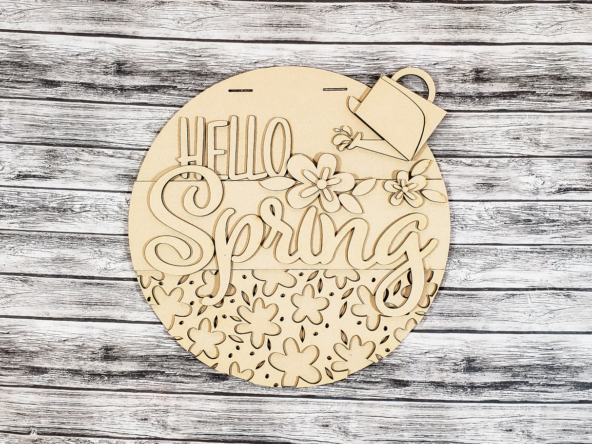 Hello Spring Watering Can Door Hanger - Lvl 2