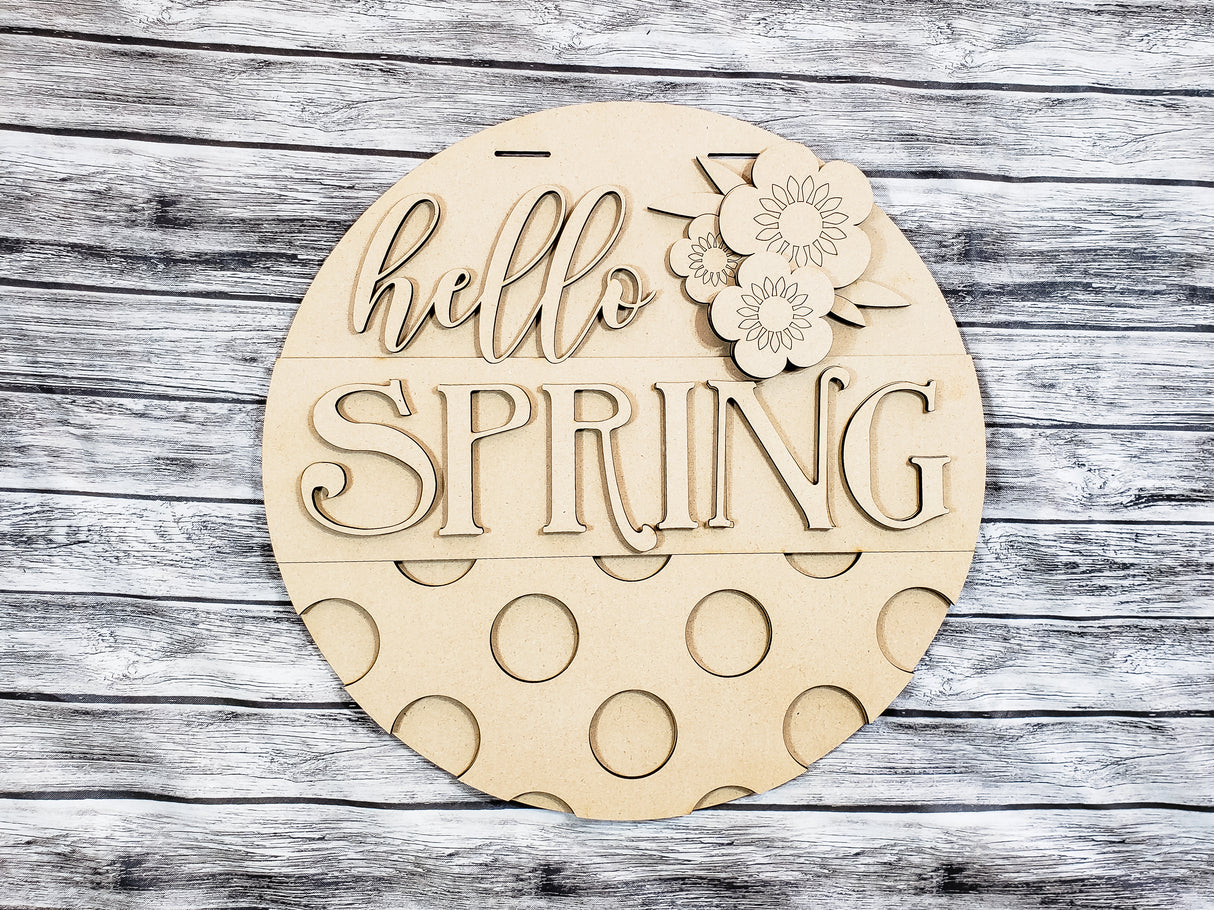 Hello Spring Polka Dots Door Hanger - Lvl 1