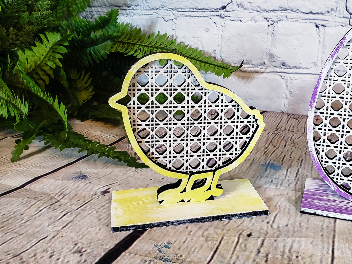 Rattan Easter Standing Chick Bunny Egg