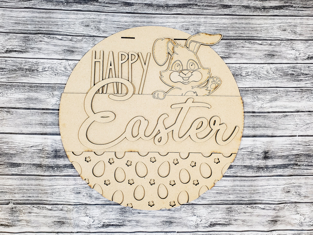 Happy Easter Waving Bunny Door Hanger - Lvl 2
