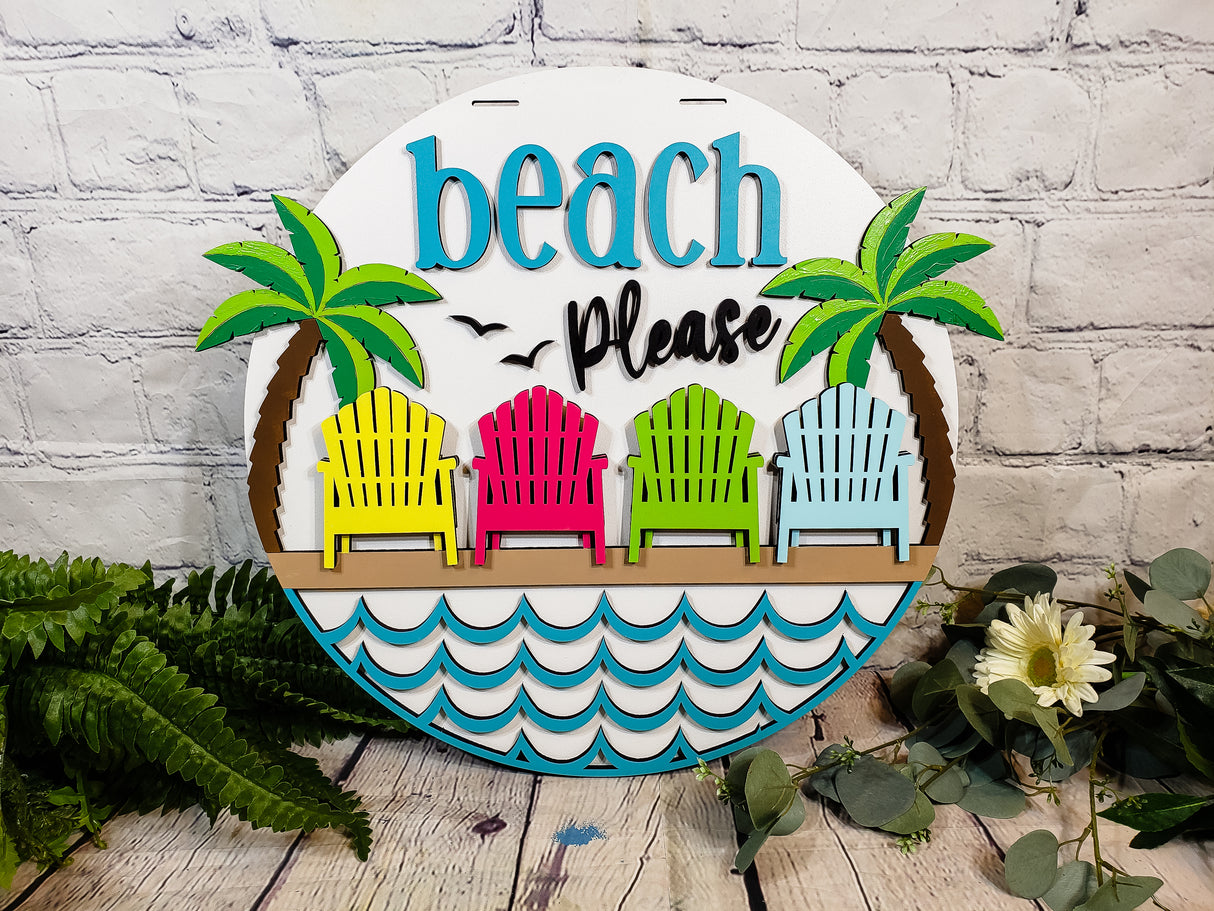 Beach Please Door Hanger DIY Unfinished Kit