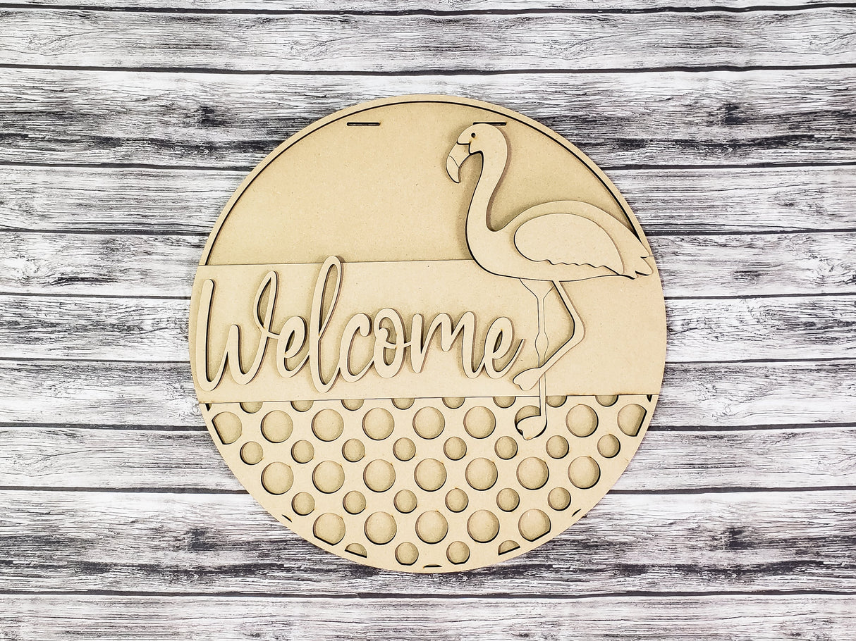 Welcome Flamingo Door Hanger - LEVEL 2