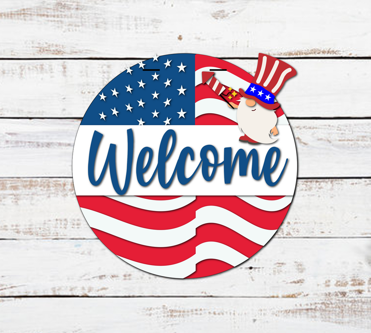 Welcome Star Spangled Banner Gnome Firecracker Door Hanger - LEVEL 2