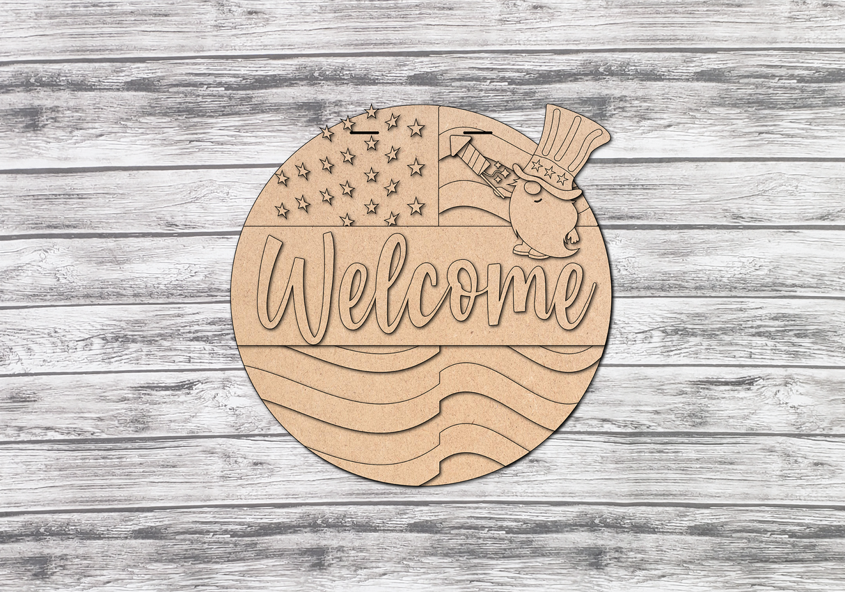 Star Spangled Banner Gnome Welcome Door Hanger DIY Unfinished Kit