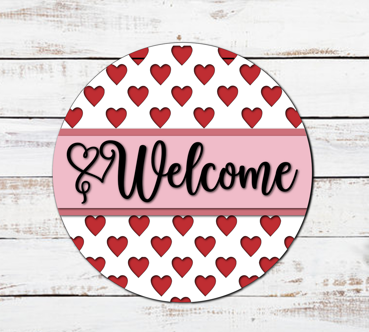 Welcome Large Heart Pattern Door Hanger SVG