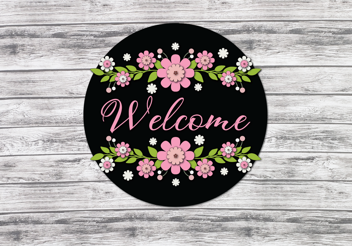 Welcome spring flowers Door Hanger SVG