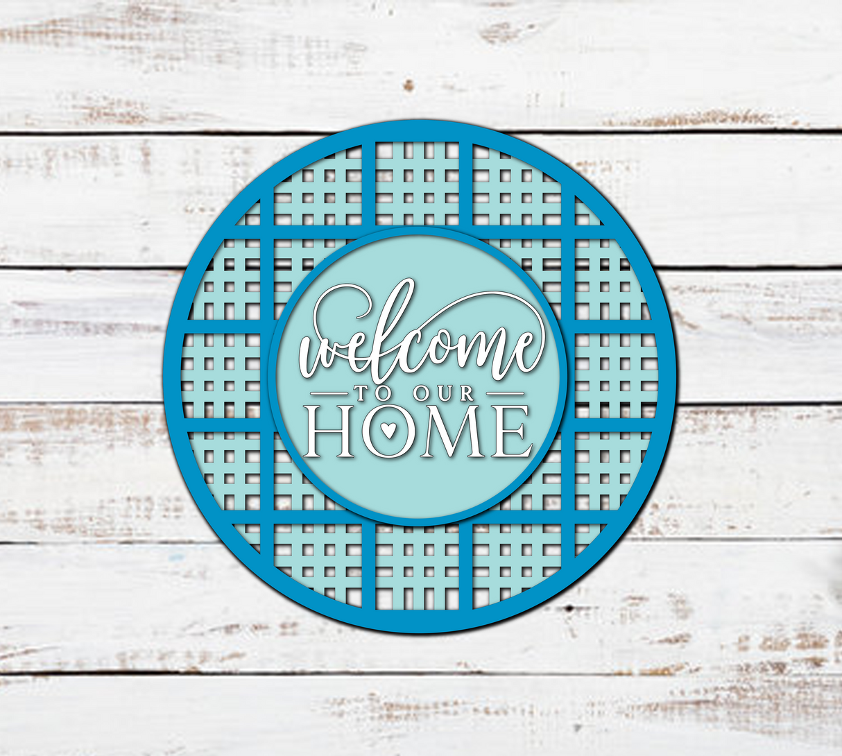 Welcome to our HOME Transparent Plaid Door Hanger - Lvl 1