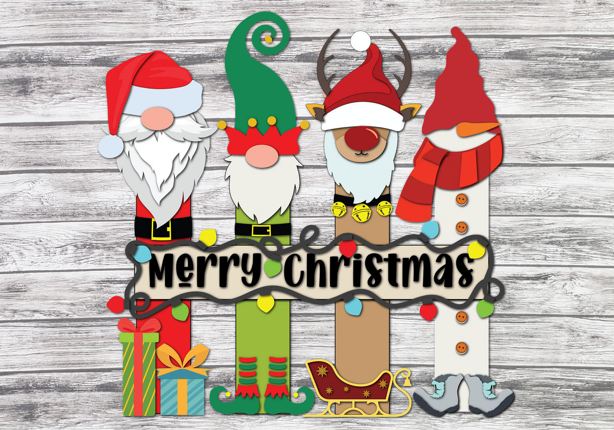 Merry Christmas Winter Gnome Porch Leaner SVG