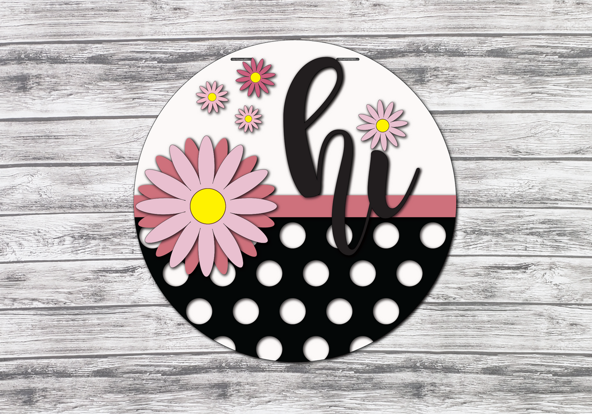 Hi Daisy Polka Dot Door Hanger - Lvl 1