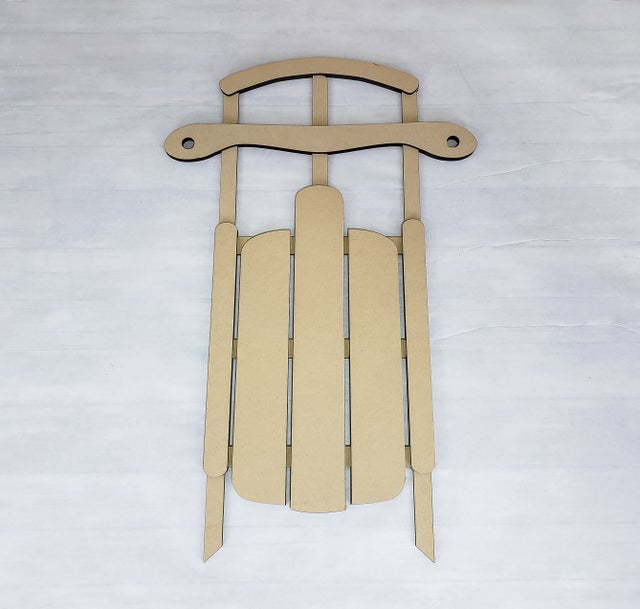 3D Antique Christmas Sled Door Hanger Unfinished