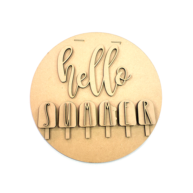 3D hello SUMMER Popsicles Door Hanger Unfinished Kit