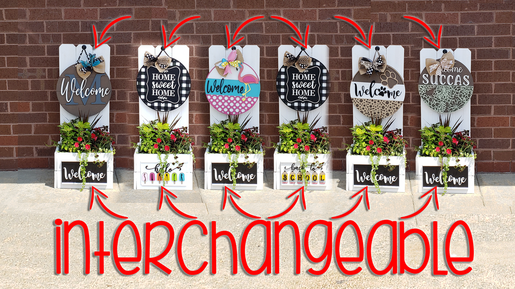 DIY Front Porch Welcome Sign Planter Box with 2 Interchangeable Parts