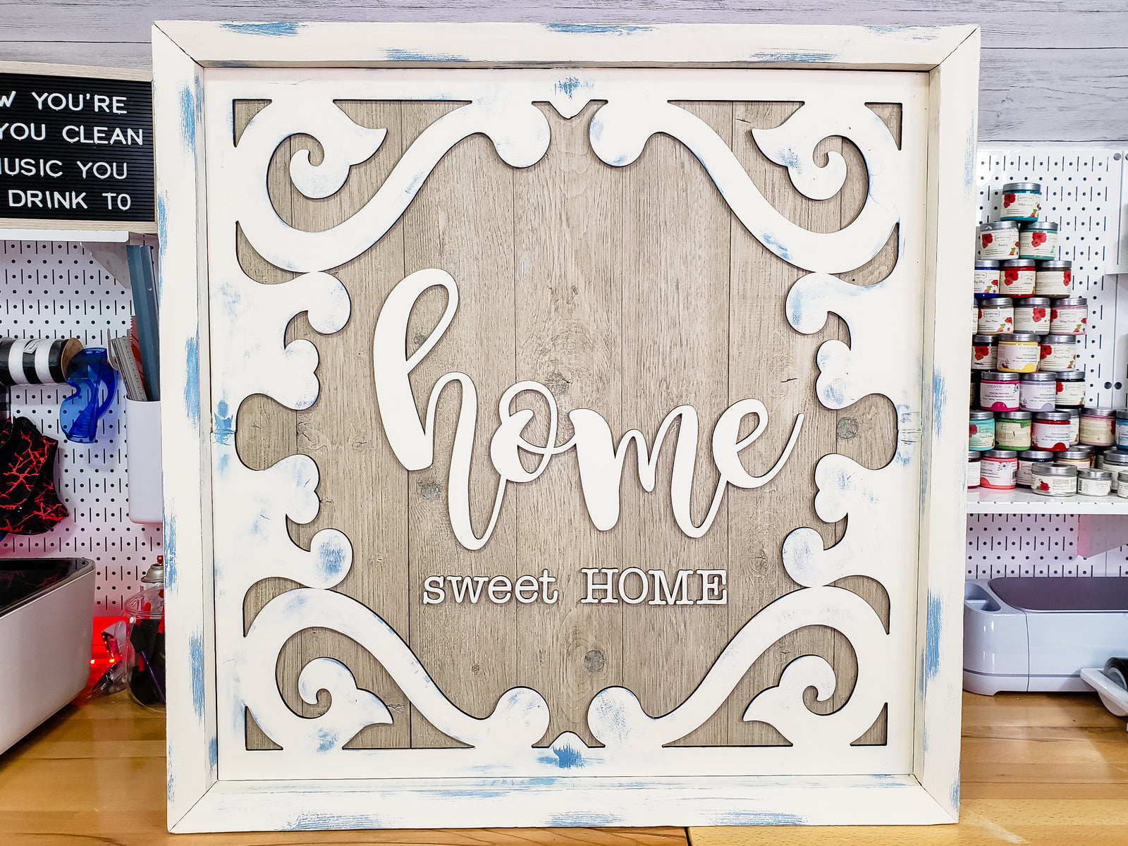 Home Sweet Home Farmhouse Sign with a Recycled Picture Frame