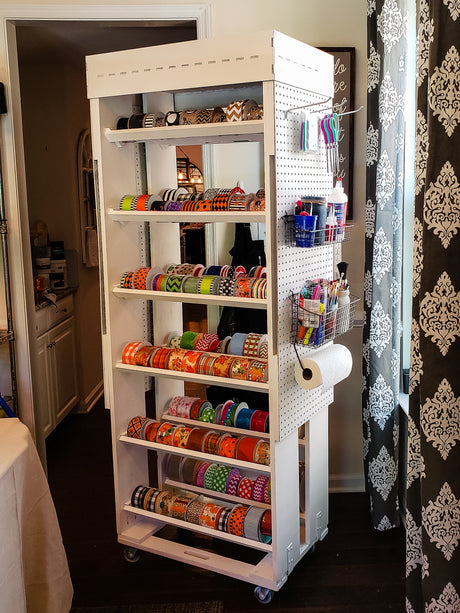 DIY Rolling Ribbon Storage Organizer Rack