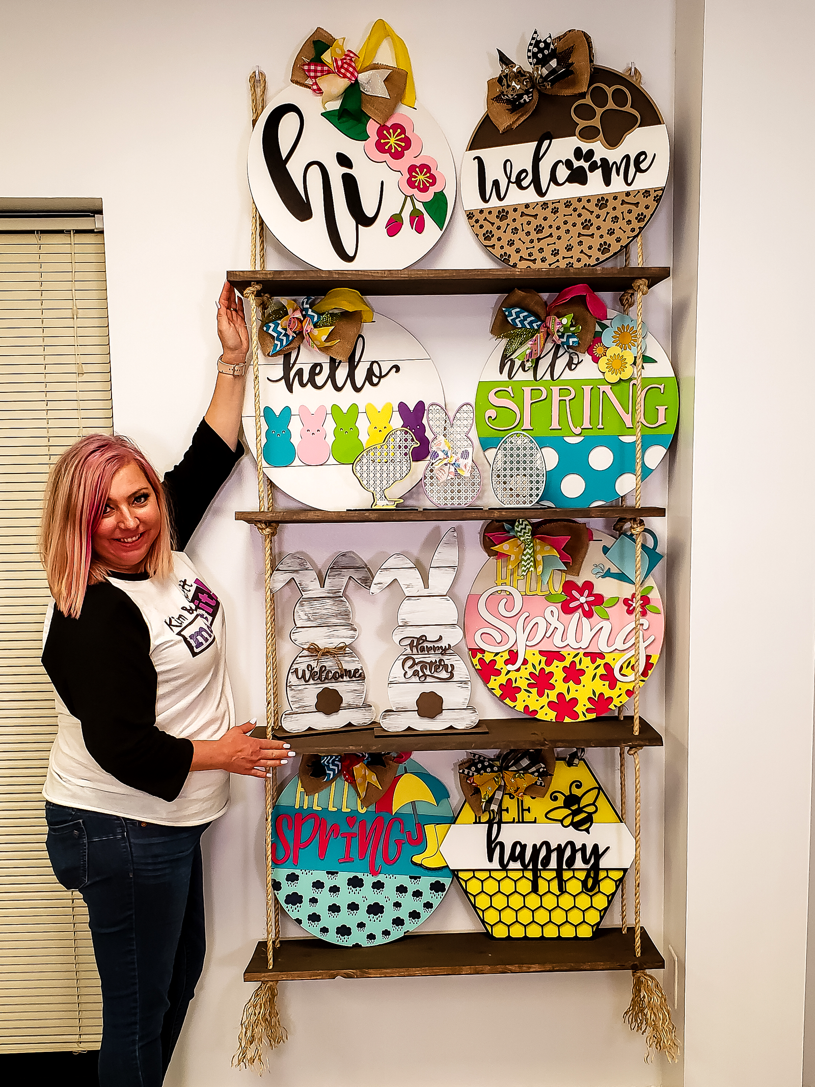 DIY Hanging Rope Shelves