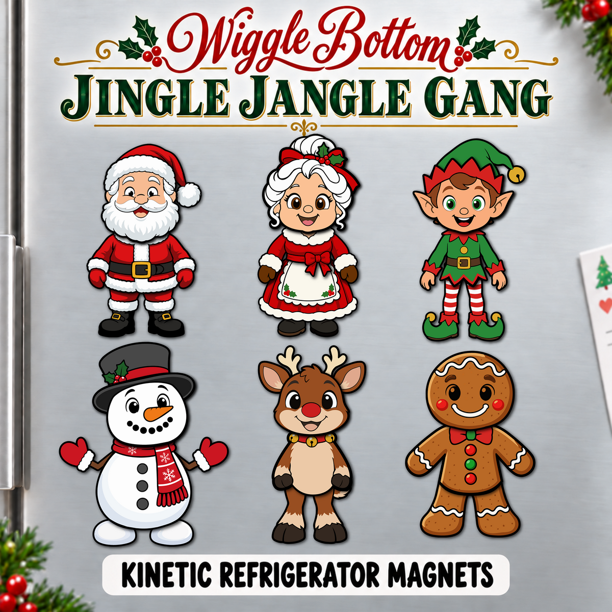 Six Christmas Wiggle Bottom Jingle Jangle Gang kinetic magnets