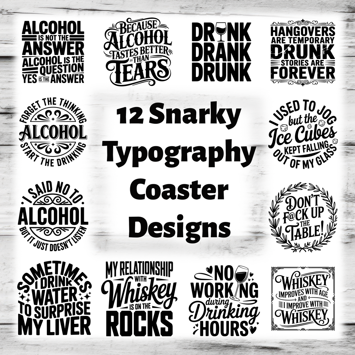 Master It Exclusive! 12 Snarky Typographic Coaster Designs 2 SVG