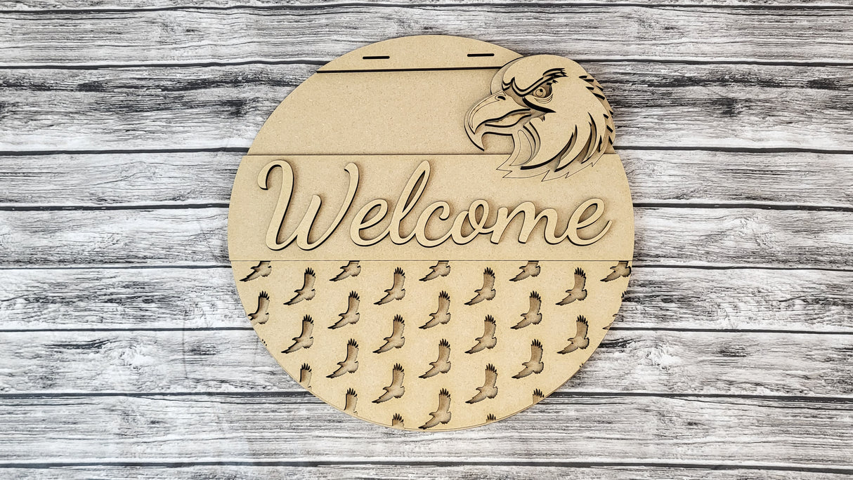 Welcome Bald Eagle Door Hanger  - Lvl 2