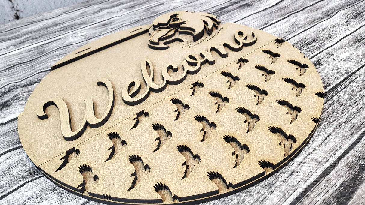 Welcome Bald Eagle Door Hanger  - Lvl 2