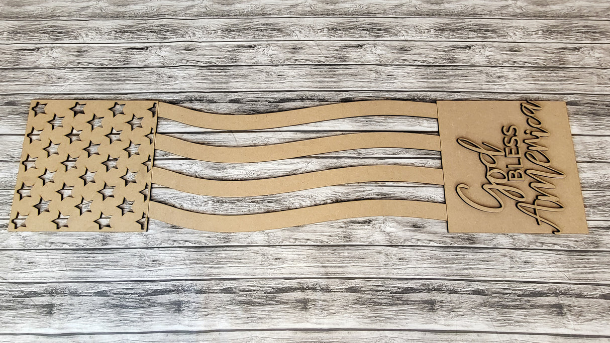 Flag God Bless America Vertical Porch Leaner DIY Unfinished Kit