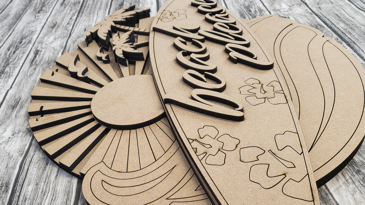 Beach Please Surfboard Door Hanger - Lvl 2