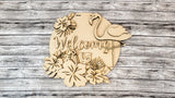 Welcome Tropical Palms and Flamingo Door Hanger - Lvl 2