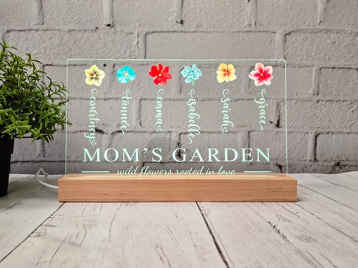 Mom Grandma Garden Acrylic LED Tabletop Stander SVG