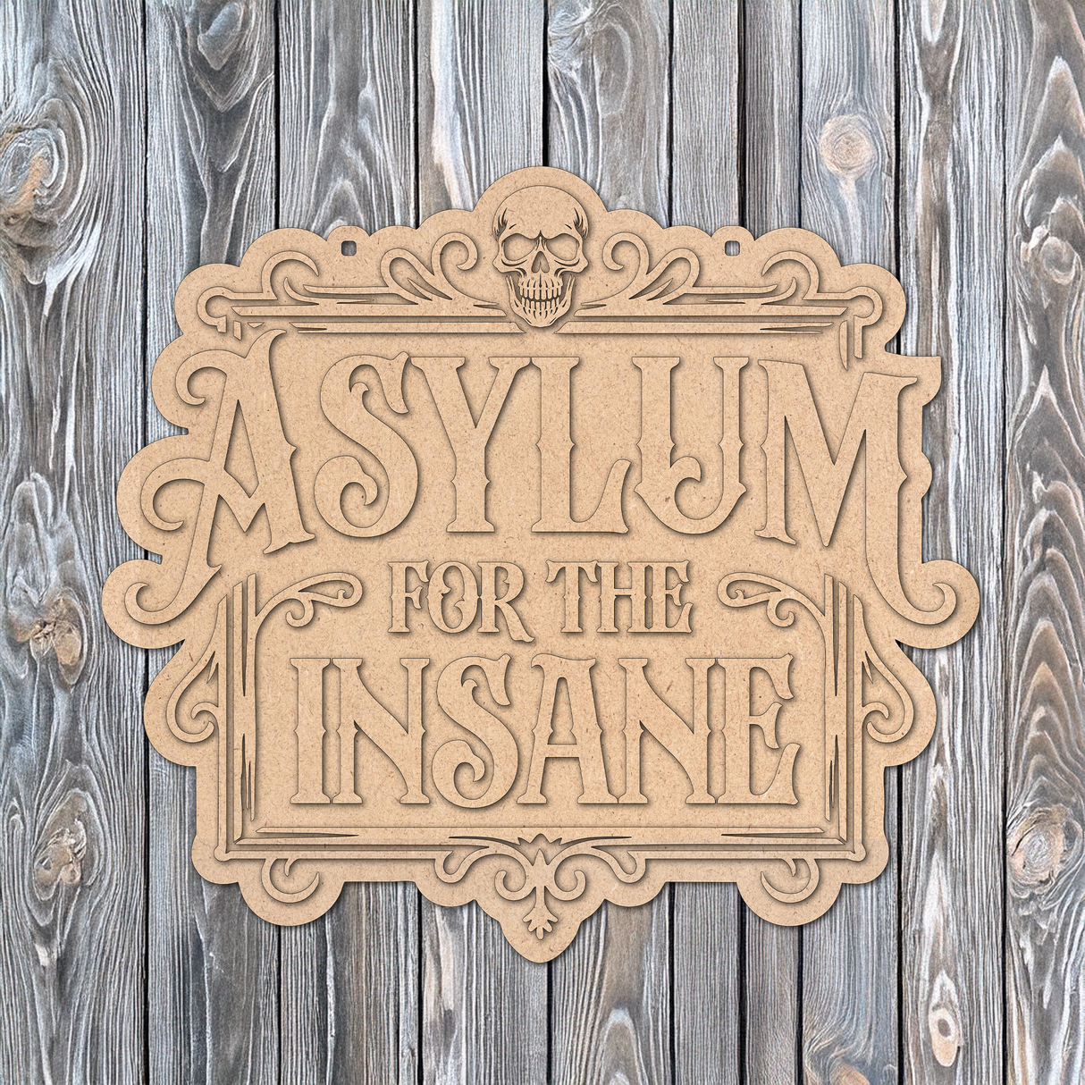 Asylum for the Insane Halloween Door Hanger - DIY Unfinished Kit - Lvl 2