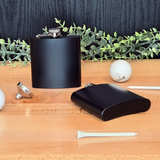6 oz Black Coated Stainless Steel Flask Blank with Funnel