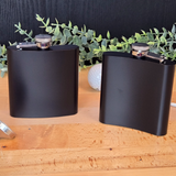 6 oz Black Coated Stainless Steel Flask Blank with Funnel