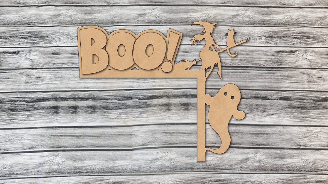 Boo! Witch Door Frame Corner Decor DIY Unfinished Kit