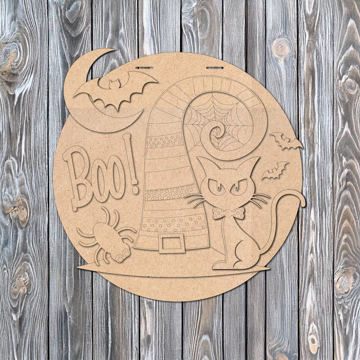 BOO! Witches Hat and Cat Door Hanger DIY Unfinished Kit