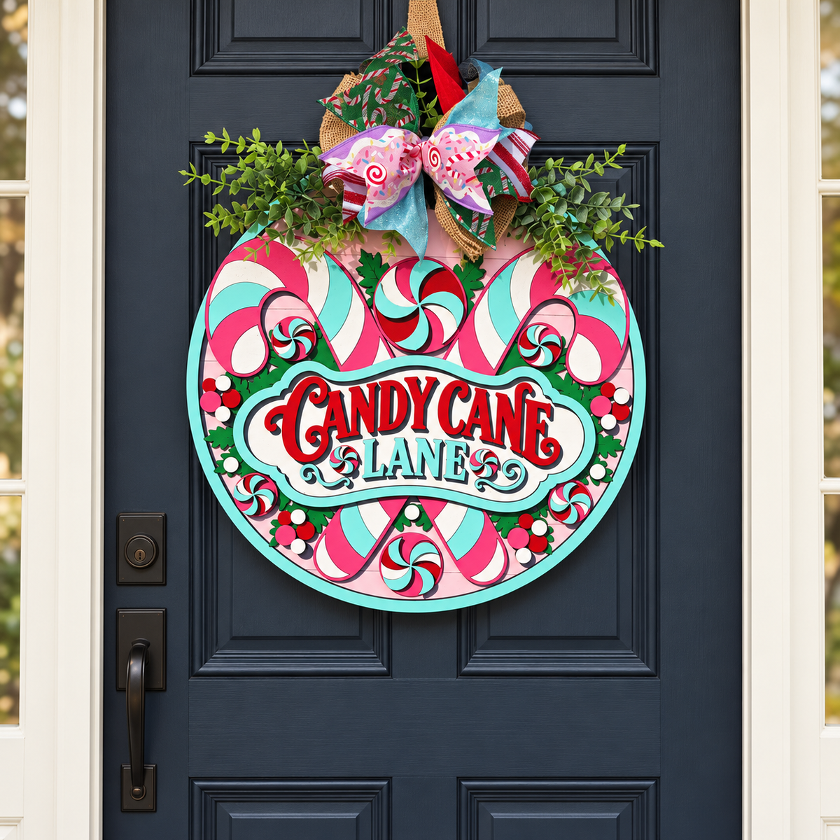 Candy Cane Lane Door Hanger SVG