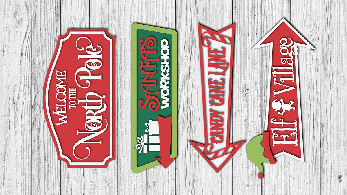 Santa Direction Post Christmas Directional Sign Post with Base SVG – Kim & Garrett Make It!