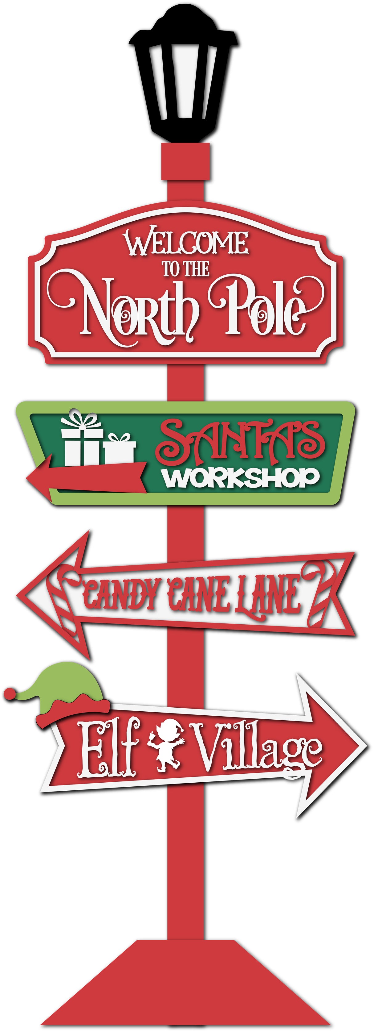 Christmas Directional Sign Post with Base DIY Unfinished Kit