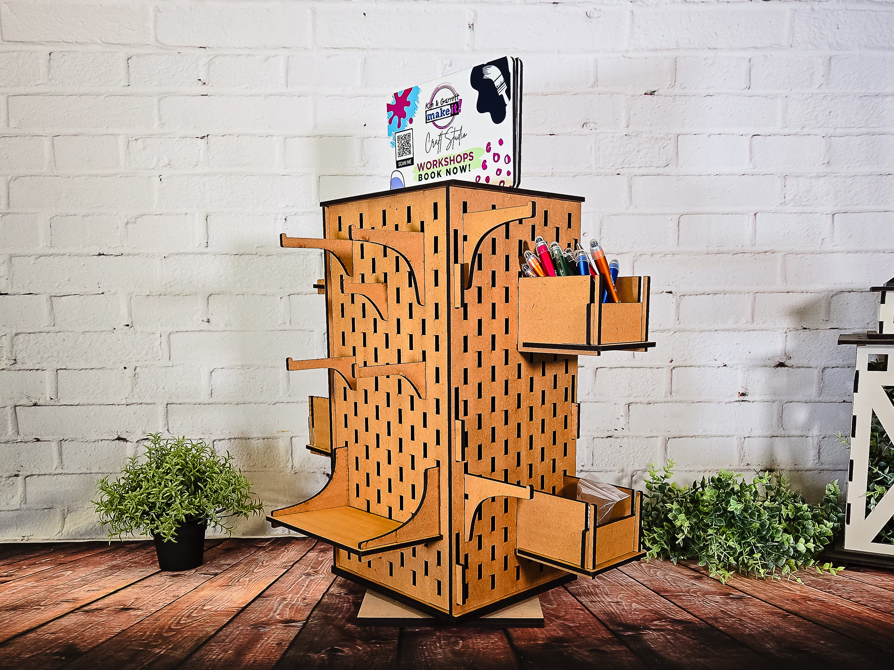 Rotating Display Rack – Portable Pegboard Organizer for Craft Shows ...
