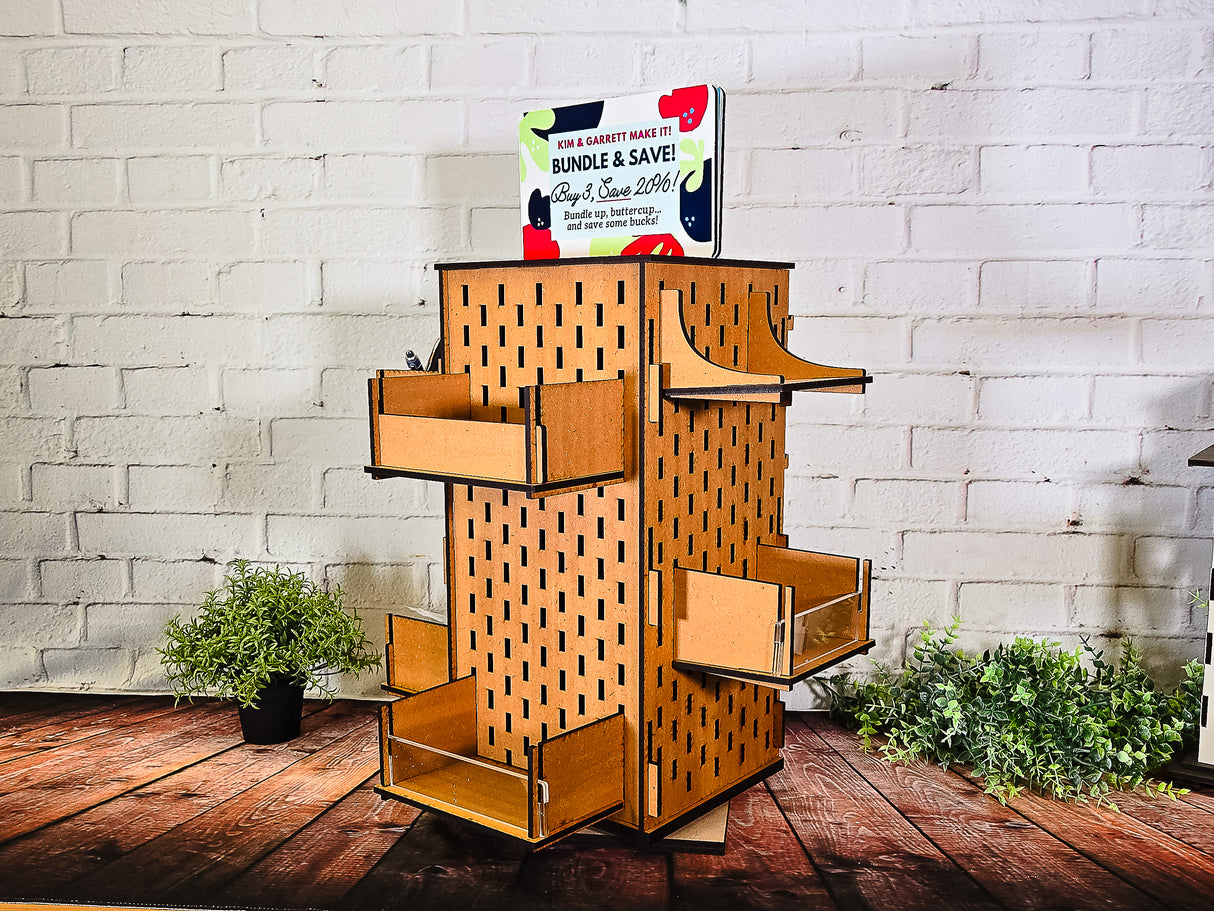 Rotating Display Rack – Portable Pegboard Organizer for Craft Shows SVG