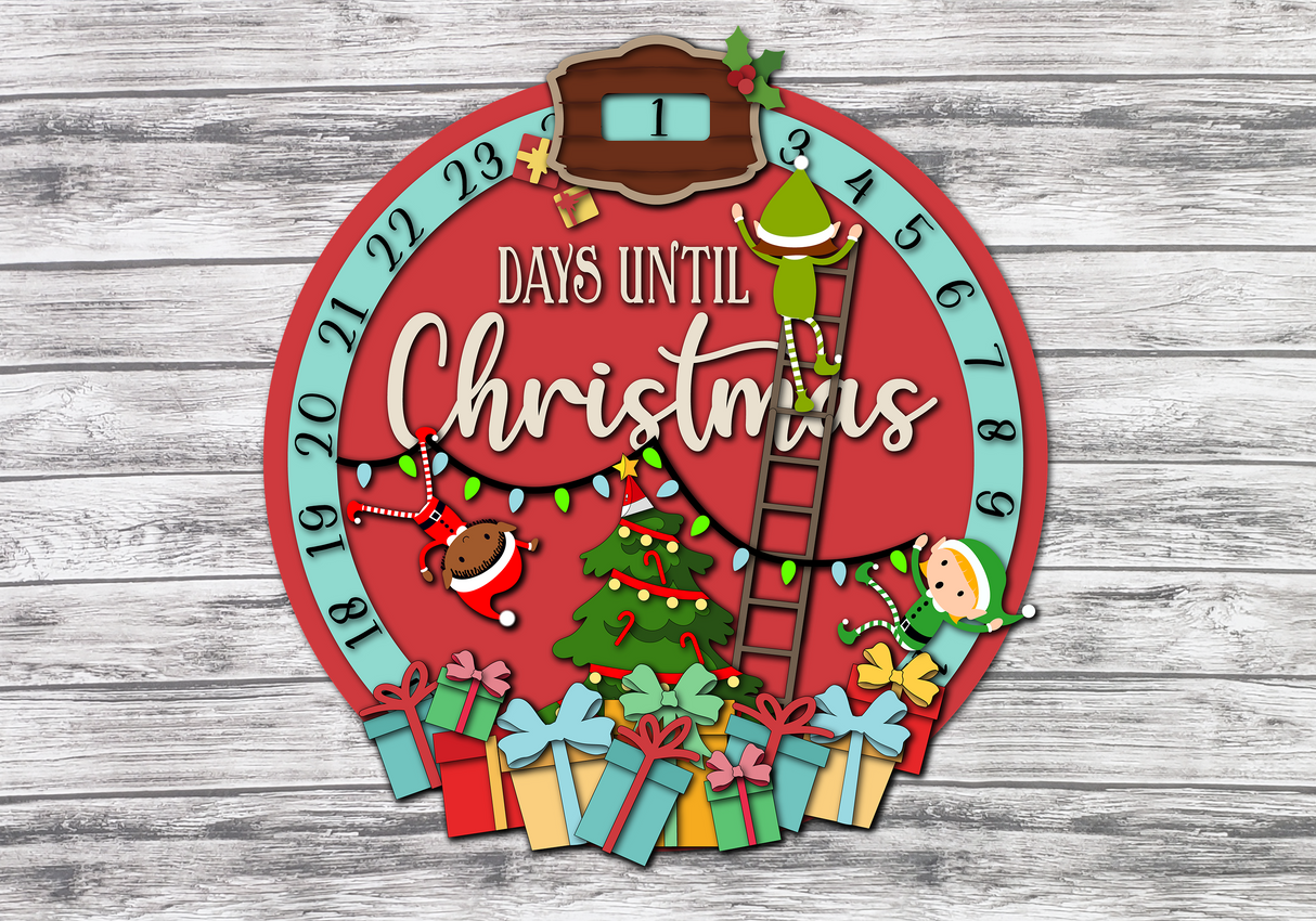 3D Rotating Christmas Countdown Calendar Door Hanger SVG