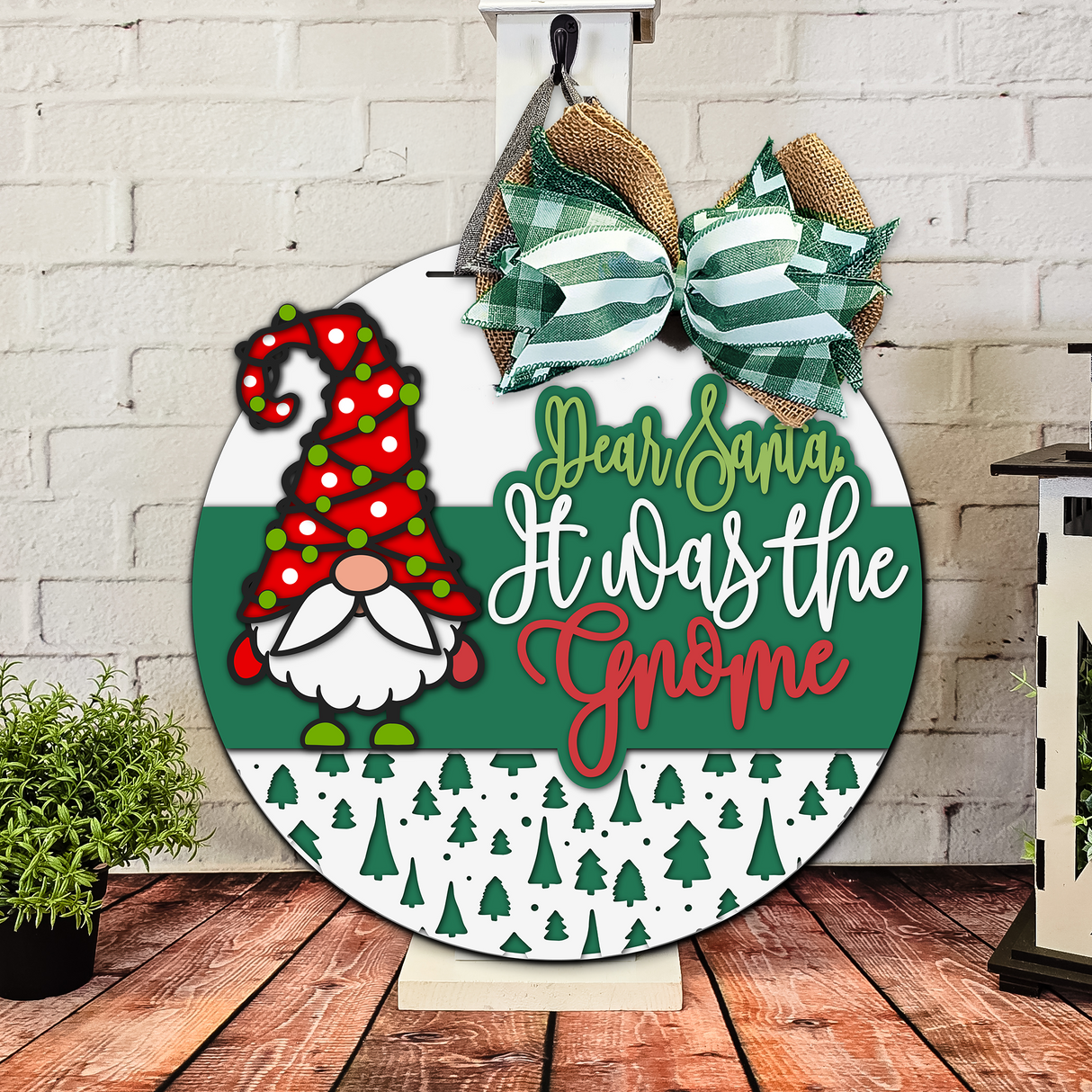 Dear Santa It Was The Gnome Trees Door Hanger - DIY Unfinished Kit - Lvl 2