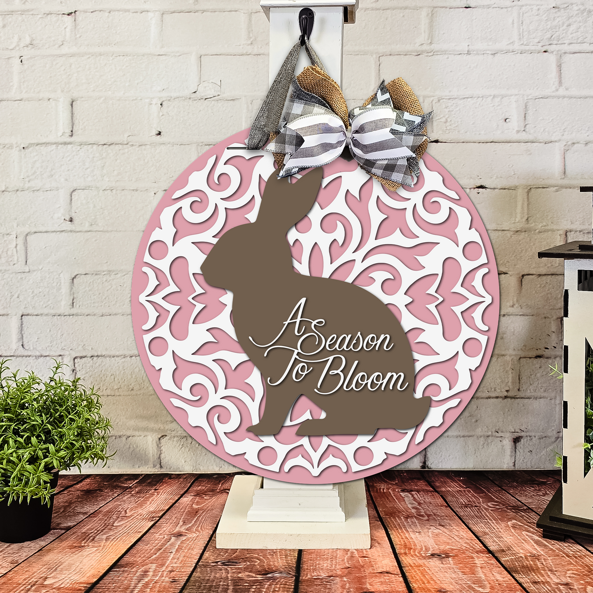 Elegant Bunny Door Hanger - Finished